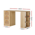 Artiss Computer Desk 120cm Drawer Rattan Oak Home Office Study Table