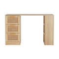 Artiss Computer Desk 120cm Drawer Rattan Oak Home Office Study Table