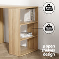 Artiss Computer Desk 120cm Drawer Rattan Oak Home Office Study Table