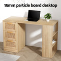 Artiss Computer Desk 120cm Drawer Rattan Oak Home Office Study Table