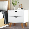 Artiss Bedside Table 2 Drawers White ANDERS