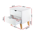 Artiss Bedside Table 2 Drawers White ANDERS