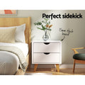 Artiss Bedside Table 2 Drawers White ANDERS
