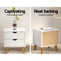 Artiss Bedside Table 2 Drawers White ANDERS
