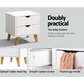 Artiss Bedside Table 2 Drawers White ANDERS