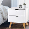 Artiss Bedside Table 2 Drawers White ANDERS