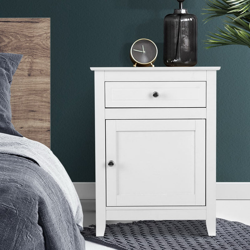 Artiss Bedside Table with Drawers Nightstand White