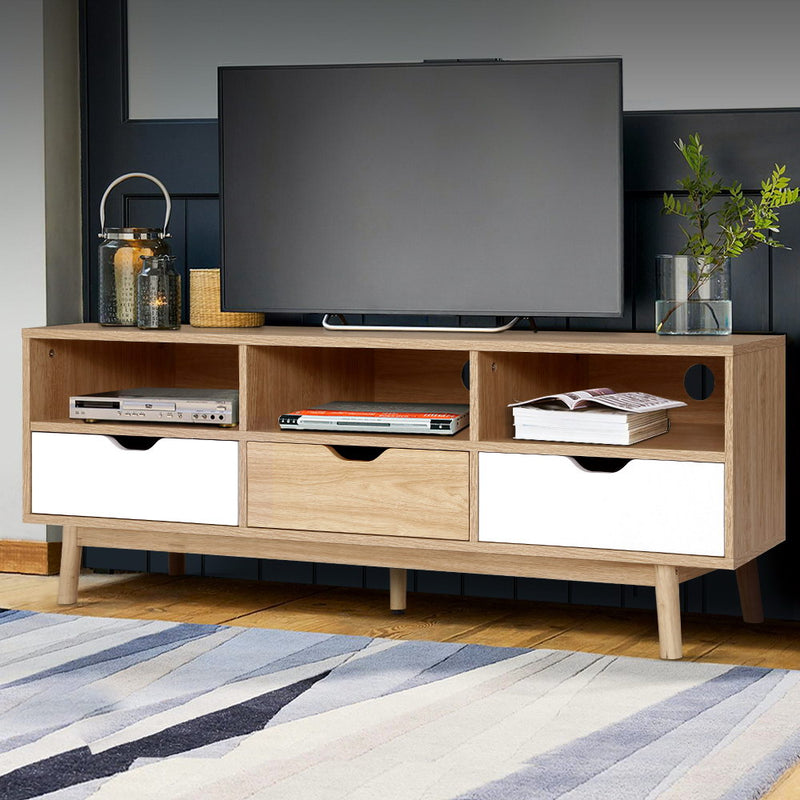 Artiss TV Cabinet 140cm Wooden Entertainment Unit Storage Scandi