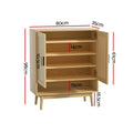 Artiss Shoe Rack Cabinet 5-tier Rattan 20 Pairs Storage