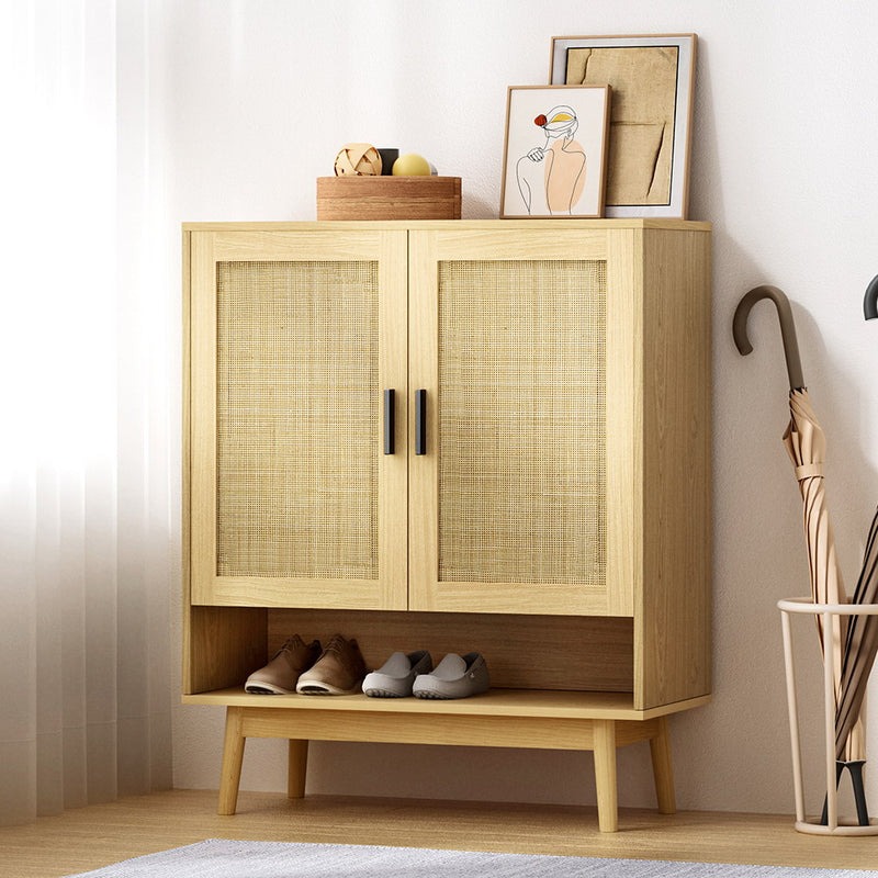 Artiss Shoe Rack Cabinet 5-tier Rattan 20 Pairs Storage