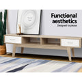 Artiss TV Cabinet Entertainment Unit 180cm Oak White Grey