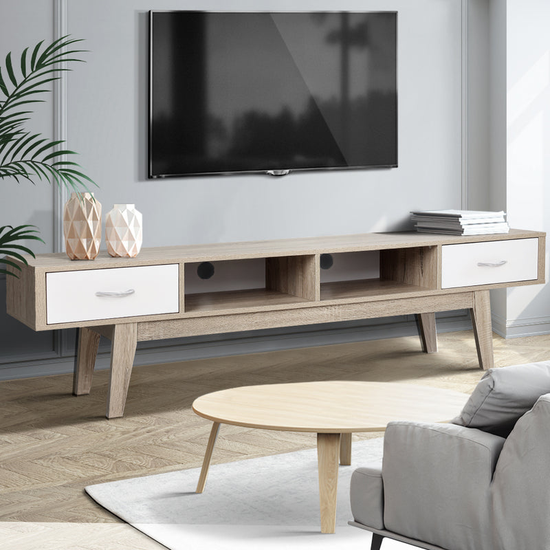 Artiss TV Cabinet Entertainment Unit 180cm Oak White Grey