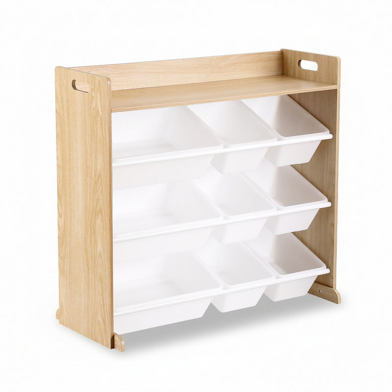 Keezi Kids Toy Box 9 Bins Wooden Bookshelf Organiser Storage Rack