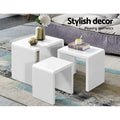 Artiss Nesting Coffee Table Set 3 Glossy White