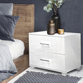 Artiss Bedside Table 2 Drawers High Gloss White