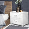 Artiss Bedside Table 2 Drawers High Gloss White