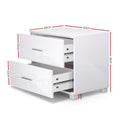 Artiss Bedside Table 2 Drawers High Gloss White