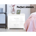 Artiss Bedside Table 2 Drawers High Gloss White