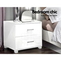 Artiss Bedside Table 2 Drawers High Gloss White
