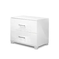 Artiss Bedside Table 2 Drawers High Gloss White