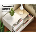 Artiss Bedside Table LED 2 Drawers White REMI