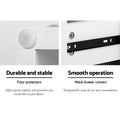 Artiss Bedside Table LED 2 Drawers White REMI