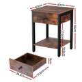 Artiss Bedside Table 1 Drawer Shelves Walnut Nightstand
