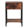 Artiss Bedside Table 1 Drawer Shelves Walnut Nightstand