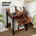 Artiss Bedside Table 1 Drawer Shelves Walnut Nightstand