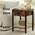Artiss Bedside Table 1 Drawer Shelves Walnut Nightstand