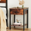 Artiss Bedside Table 1 Drawer Shelves Walnut Nightstand