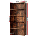 Artiss 5 Tier Bookshelf Walnut Storage Shelves