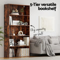 Artiss 5 Tier Bookshelf Walnut Storage Shelves