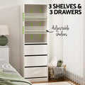 Artiss 3 Drawer Tallboy Cabinet White Bedroom Storage