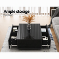 Artiss Coffee Table 4 Drawers Black Trevi