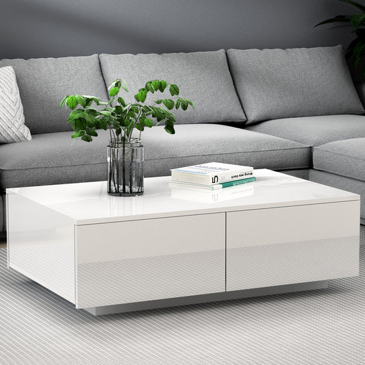 Artiss Coffee Table 4 Drawers White Trevi Design