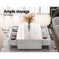 Artiss Coffee Table 4 Drawers White Trevi Design