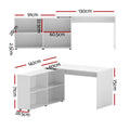 Artiss Computer Desk with Bookshelf White 130cm