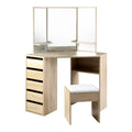 Artiss Dressing Table Stool 5 Drawers Corner Oak