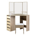 Artiss Dressing Table Stool 5 Drawers Corner Oak