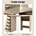 Artiss Dressing Table Stool 5 Drawers Corner Oak