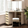 Artiss Dressing Table Stool 5 Drawers Corner Oak