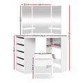 Artiss White Dressing Table 5 Drawer Corner Stool Set