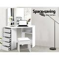 Artiss White Dressing Table 5 Drawer Corner Stool Set