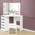 Artiss White Dressing Table 5 Drawer Corner Stool Set