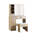 Artiss Dressing Table Stool Sliding Mirror Oak Diane