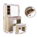 Artiss Dressing Table Stool Sliding Mirror Oak Diane