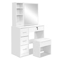 Artiss Dressing Table White Sliding Mirror Stool Set Diane