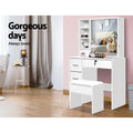Artiss Dressing Table White Sliding Mirror Stool Set Diane