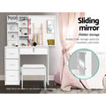 Artiss Dressing Table White Sliding Mirror Stool Set Diane